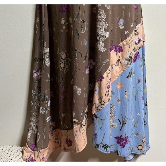 C Est 1946 Slip Dress Blue Floral Sleeveless Womdn's Size XL Wrap Front - Picture 3 of 12